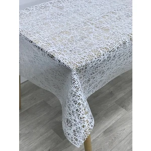 Pvc Dantel Görünümlü Iplik Desen Masa Örtüsü Beyaz