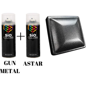 Sio Colors Gun Metal Extra Pigment Araba-Jant-Metal Sprey Boya+Akrilik Astar 400 ml