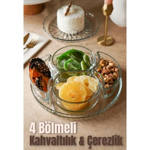 4 Bölmeli Cam Kahvaltılık - Çerezlik