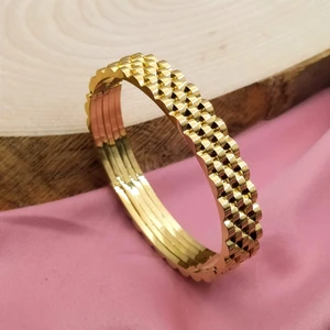 Tasarım Çelik Kelepçe Bileklik | Marka Model Çelik Kelepçe | Altın 18 cm