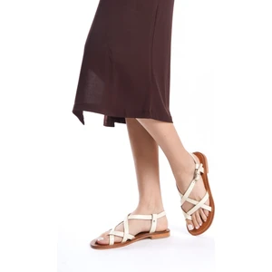 Bodrum Sandalet Roma Deri & El Yapımı Düz Kadın Sandalet