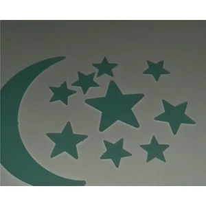 Gece Tavanda Az Parlayan, Su Yeşili Renkli Yıldız, Çocuk Odası Duvar Süsü Pano, Ödev Stickeri