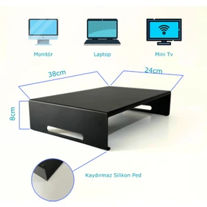 Hero Dizayn Monitör Standı - Laptop Standı - Monitör Yükseltici - Metal -Mat Siyah