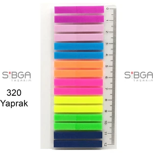 Sibga Tasarım 320 Yaprak Ince Şerit Şeffaf Renkli Kitap Ayracı Ayraç Sticker