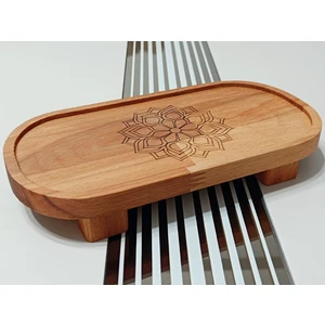 Royal Hediyelik 22X11 Ayaklı Oval Ahşap, Motif Desenli, Yağdanlık, Şişe, Mutfak Altlığı ve Düzenleyici