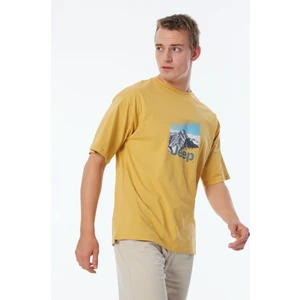 Hardal Erkek Bisiklet Yaka Loose Fit Baskılı T-Shirt C4SM-TST4607