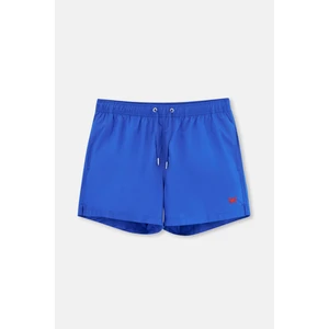 Mavi Paçası Nakışlı Kısa Şort