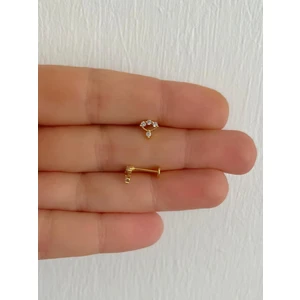 Ares Collection 1 Adet Zirkon Taşlı Arkası Düz Tragus Helix Lobe Conch Uyumlu Piercing Küpe
