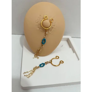 Ares Collection Delik Gerektirmeyen Dudaklı Sıkıştırma Fake Meme Ucu Nipple Piercingi