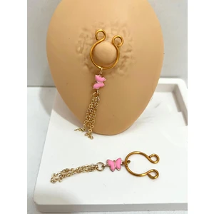 Ares Collection Delik Gerektirmeyen Kelebekli  Sıkıştırma Fake Meme Ucu Nipple Piercing