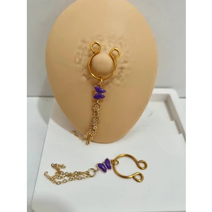 Ares Collection Delik Gerektirmeyen Kelebekli  Sıkıştırma Fake Meme Ucu Nipple Piercing