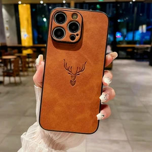 iPhone Xs Retro Geyik Deseni Pu Cep Telefonu Kılıfı (Yurt Dışından)