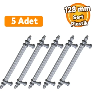 Polavit Mobilya Çekmece Mutfak Dolap Dolabı Kulpu Kulbu 128 mm Gri Sert Plastik Kulpları (5 ADET)