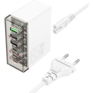 Hc Mega Hızlı 65W 3x Usb, 3x Pd Type C Girişli Çoklu Şarj Aleti, 1.2metre Güç Kablolu Başlık