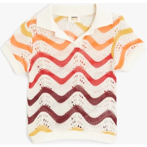 Ajurlu Tişört Polo Yaka Kısa Kollu