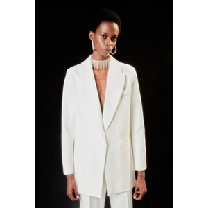 Tek Düğmeli Salaş Ceket - Ekru