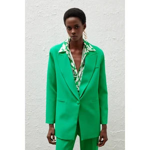 Tek Düğmeli Salaş Ceket - Yeşil