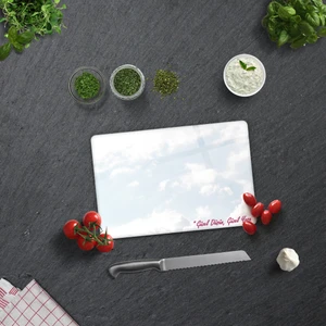 Güzel Düşün Güzel Yaşa Temalı | Cam Kesme Tahtası - Cam Kesme Tablası | 20cm x 30cm