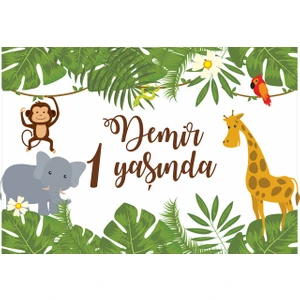 Reysa Tasarım Safari Temalı Doğum Günü Afişi-35 x 50 cm