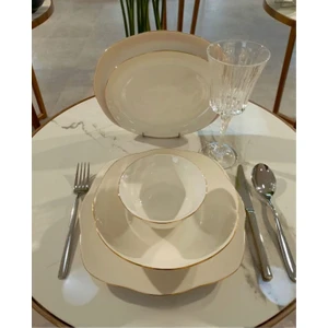 Bone Vılya 51 Parça Altın Fileli Yemek Takımı BNVIL51YT20