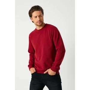 Erkek Bordo Basic Bisiklet Yaka Regular Fit Normal Kesim 2 Iplik Sweatshirt