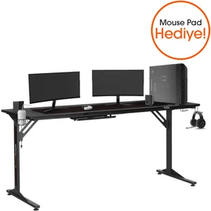 adore mobilya Adore Gaming Epic Oyuncu ve Bilgisayar Masası-Siyah 180X76X80 cm
