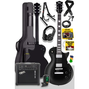GRX-200BK-25-AMP Les Paul Kasa Elektro Gitar Seti 25 Watt Gainli Şarjlı Amfi ve Full Set (H-H)