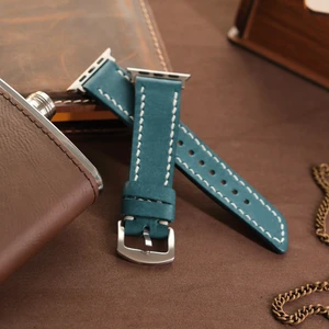 Apple Watch Uyumlu Mavi Deri Kordon 38MM 40MM 41MM Seri 3 4 5 6 7 Se 8 9 Uyumlu Hakiki Deri Kayış Apple Deri Kordon