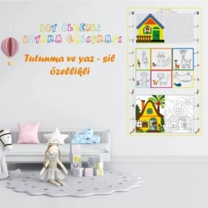 Magic Water Yapışkansız Tutunan Boy Ölçerli Boyama Tahtası Yaz Sil Kağıt Tahta 60 x 150 cm