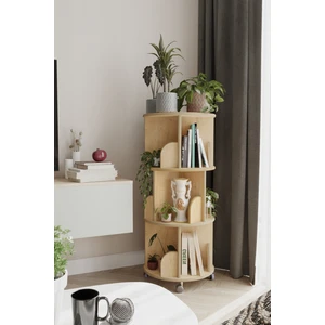 Zeo Wood Design 360° Dekoratif Döner Kitaplık - Safir Meşe - 103x45 Cm