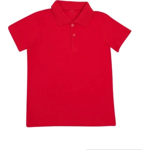 MCR Kids Mcrkids Polo Yaka Kırmızı Kısa Kol Okul Tişörtü