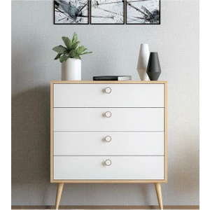 Flora Design Zen  Şifonyer / Çok Amaçlı Dolap/ Çekmeceli Şifonyer / Kapaklı Şifonyer / 4 Çekmeceli Şifonyer 80CM