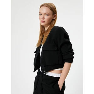 Bomber Ceket Cep Detaylı Çıtçıt Düğmeli