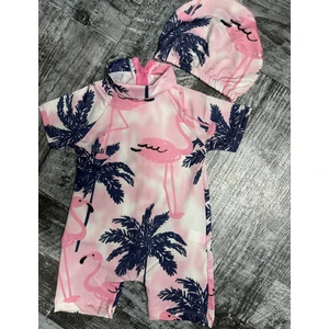 Fashion Junior Kız Çocuk Pembe Beyaz  Renkli Tüm Vücut Güneş Korulmalı  Mayo