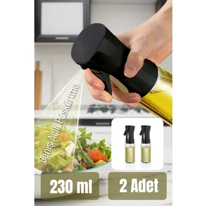 2li Püskürtmeli Sprey Yağdanlık Cam Şişe - Izgara Fritöz Salata Yağ Püskürtücü Siyah