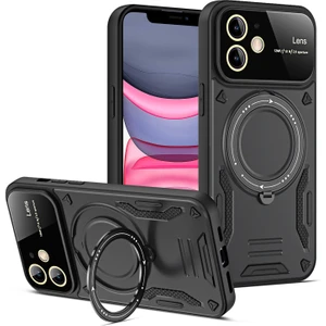 iPhone 11 Kılıf Magsafe Mıknatıslı Stand Özellikli Kamera ve Lens Korumalı Kapak
