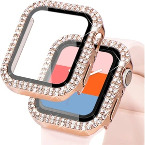 Apple Watch 40MM Önü Cam Elmas Taşlı Zarif Tam Koruma Kılıf
