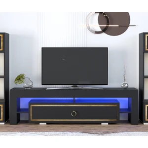 Cantek Dizayn Lissa Ledli Tv Sehpası Antrasit-Altın