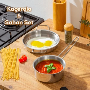 Paslanmaz Kaçerola ve Sahan Seti - Yumurta Sahan ve Sos Tavası 14-18 cm