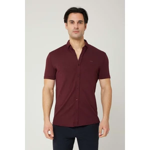Ütü Istemeyen Kısa Kol Regular Kesim Bordo Erkek Gömlek
