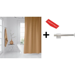Banyo Duş Perdesi 0010 Bej 180X200 Perde Borusu Askı Aparatı 120X200