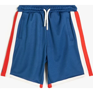 Şort Renk Bloklu Beli Lastikli Cepli