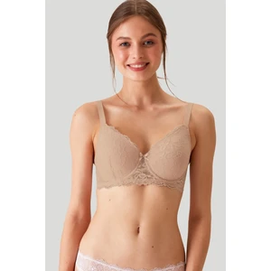Pierre Cardin 2'li  Paket Nude-Kahve 6224 Barcelona Toparlayıcı Dantel Sütyen Set D Cup Seçeneğiyle
