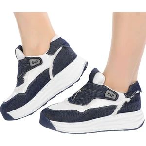 Hafif Ve Rahat Tabanlı Günlük Şık Ve Spor Kadın Çırtlı Ayakkabı Denim Kumaş Fv1509Fv