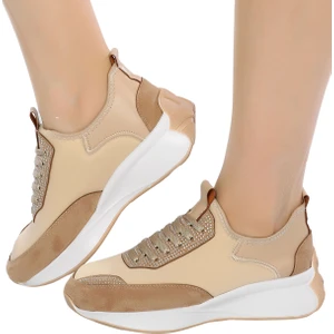 Hafif Ve Rahat Tabanlı Günlük Şık Ve Spor Kadın Slip-On Ayakkabı Taş Detaylı Fv428Fv