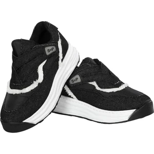 Hafif Ve Rahat Tabanlı Günlük Şık Ve Spor Kadın Çırtlı Ayakkabı Denim Kumaş Fv1509Fv