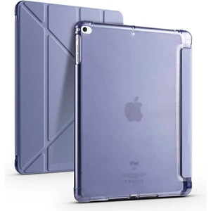 Megafox Teknoloji Apple iPad 9.7 2018 (6.nesil) Uyumlu Tablet Kılıfı Tri Folding Kalem Bölmeli Kılıf, Mor