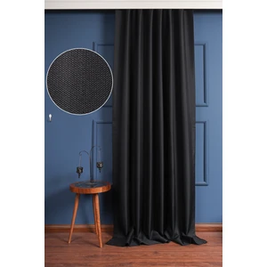 Siyah Keten Işık Geçirmez Blackout Karartma Güneşlik Fon Perde Pilesiz Düz Dikim