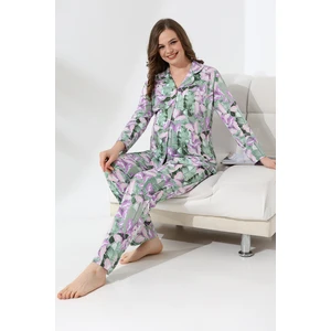 Penye Önden Düğmeli Hamile Lohusa Uzun Kol Pijama Takımı