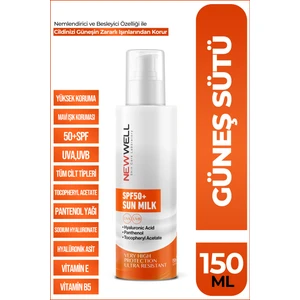 New Well Güneş Sütü Yüksek Koruma SPF50+,HYALURONIC Acid 150 ml